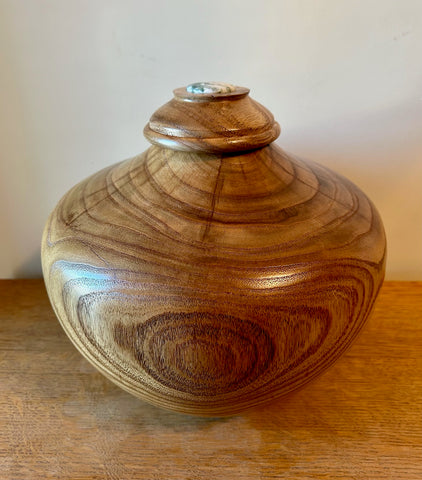 Rare Mimosa Wood Individual Size Urn With Screw On Lid