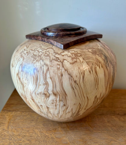 Exotic Looking Spalted Maple Individual Size Urn With Screw On Lid