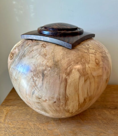 Exotic Looking Spalted Maple Individual Size Urn With Screw On Lid